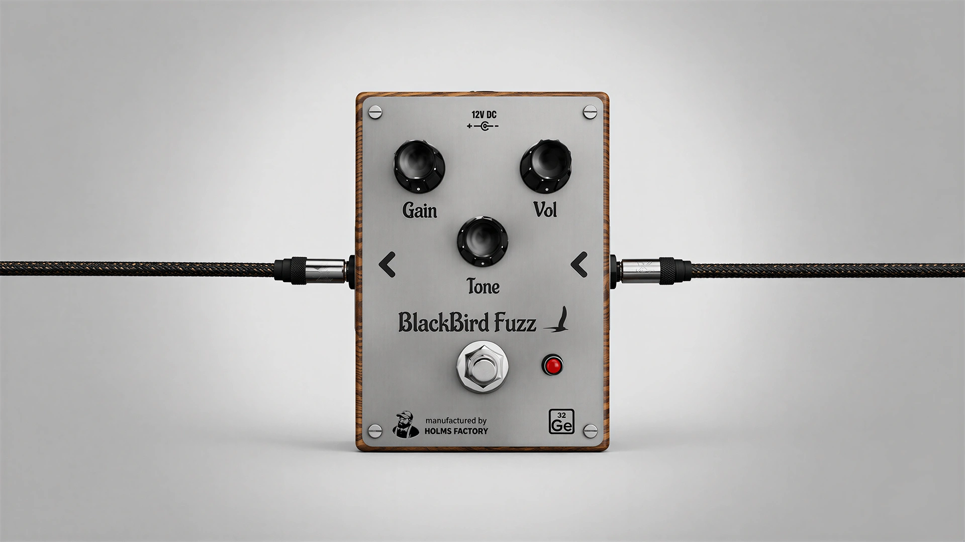 BlackBird Fuzz pedal render, wired in